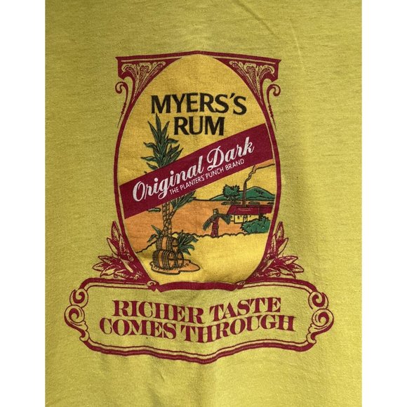 Myers Rum Vintage Ched by Anvil Yellow Single Stitch T-Shirt Shirt Tee Size Med - Picture 3 of 8